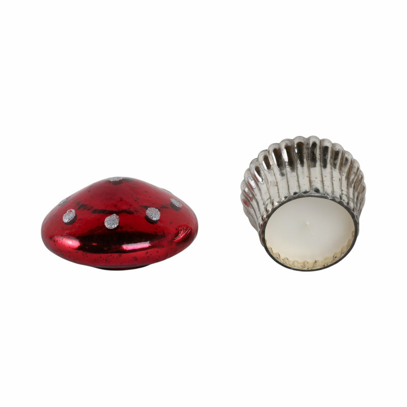 6" 12 Oz Cinnamon Mushroom Candle, Red - Al Rugaib Furniture