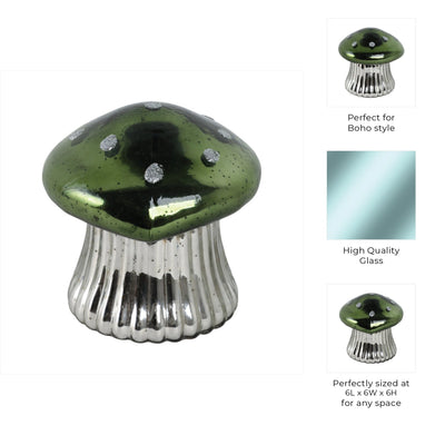 6" 12 Oz Cypress & Musk Mushroom Candle, Green - Al Rugaib Furniture