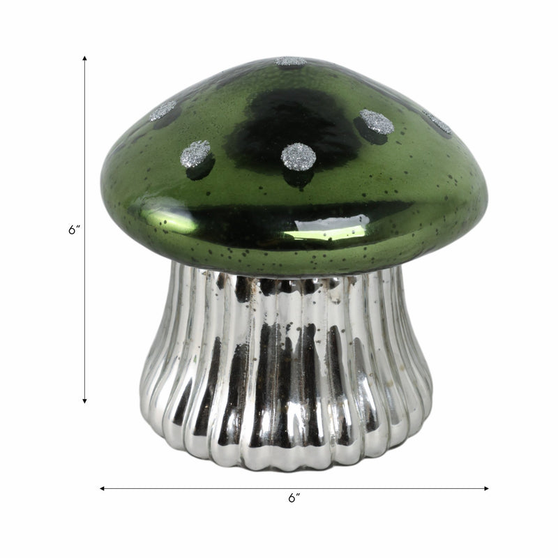 6" 12 Oz Cypress & Musk Mushroom Candle, Green - Al Rugaib Furniture