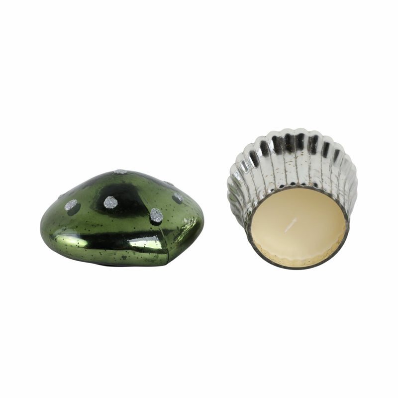 6" 12 Oz Cypress & Musk Mushroom Candle, Green - Al Rugaib Furniture