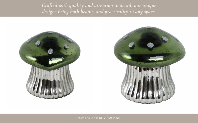 6" 12 Oz Cypress & Musk Mushroom Candle, Green - Al Rugaib Furniture