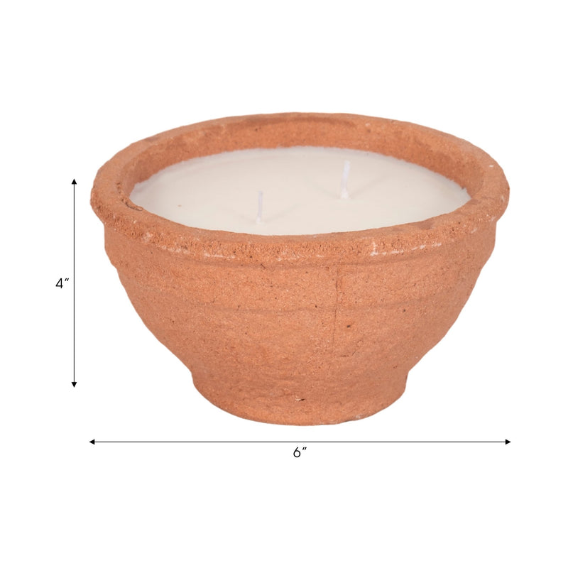 6" 14 Oz Santal & Spruce Bowl Candle, Terracotta - Al Rugaib Furniture