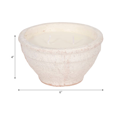 6" 14 Oz Sea Salt & Lemon Bowl Candle, White - Al Rugaib Furniture