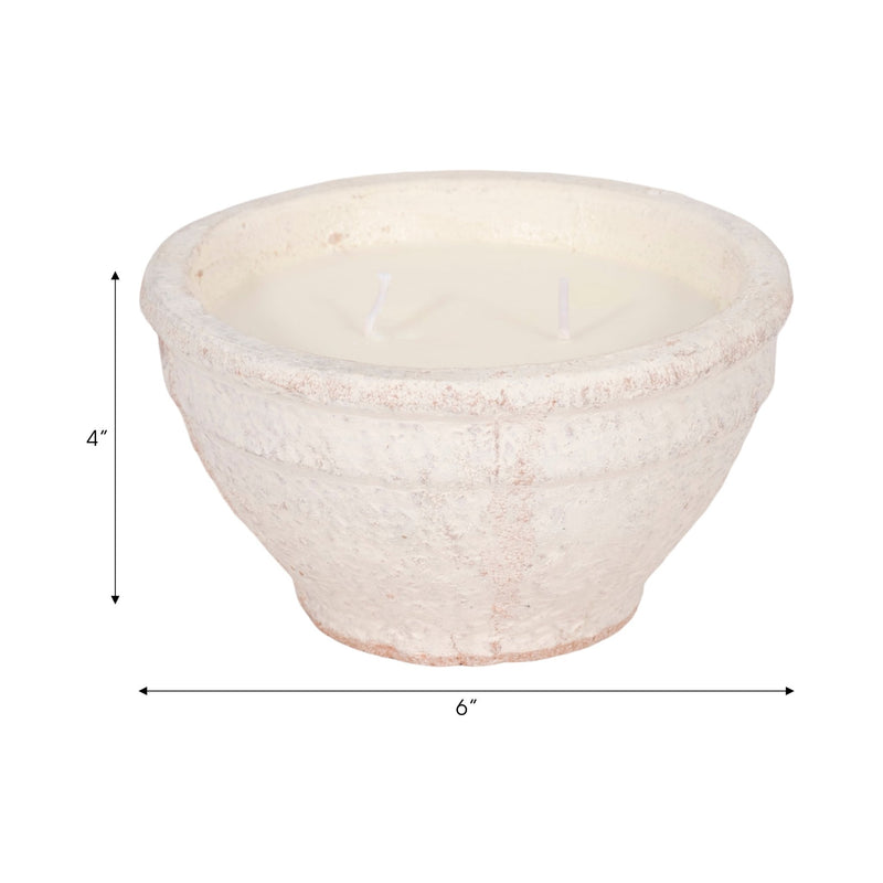 6" 14 Oz Sea Salt & Lemon Bowl Candle, White - Al Rugaib Furniture