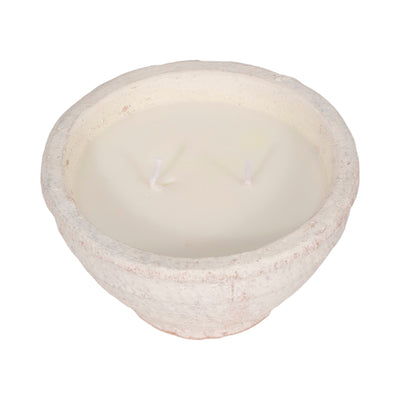 6" 14 Oz Sea Salt & Lemon Bowl Candle, White - Al Rugaib Furniture