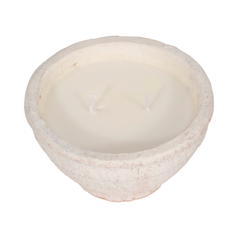 6" 14 Oz Sea Salt & Lemon Bowl Candle, White - Al Rugaib Furniture