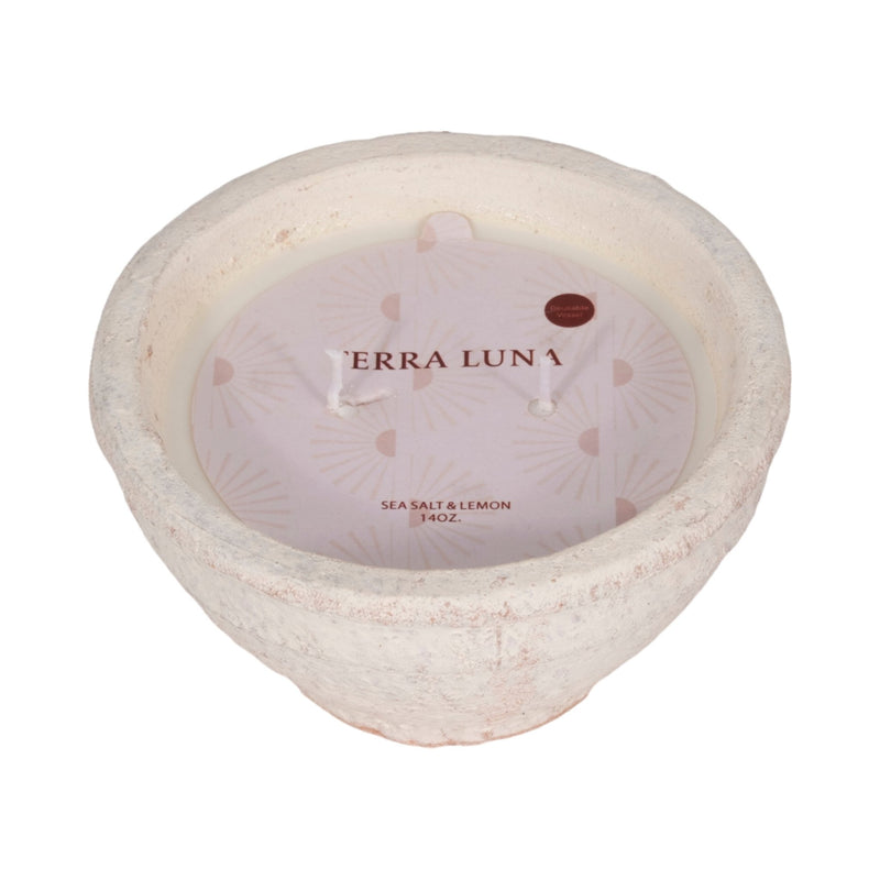 6" 14 Oz Sea Salt & Lemon Bowl Candle, White - Al Rugaib Furniture