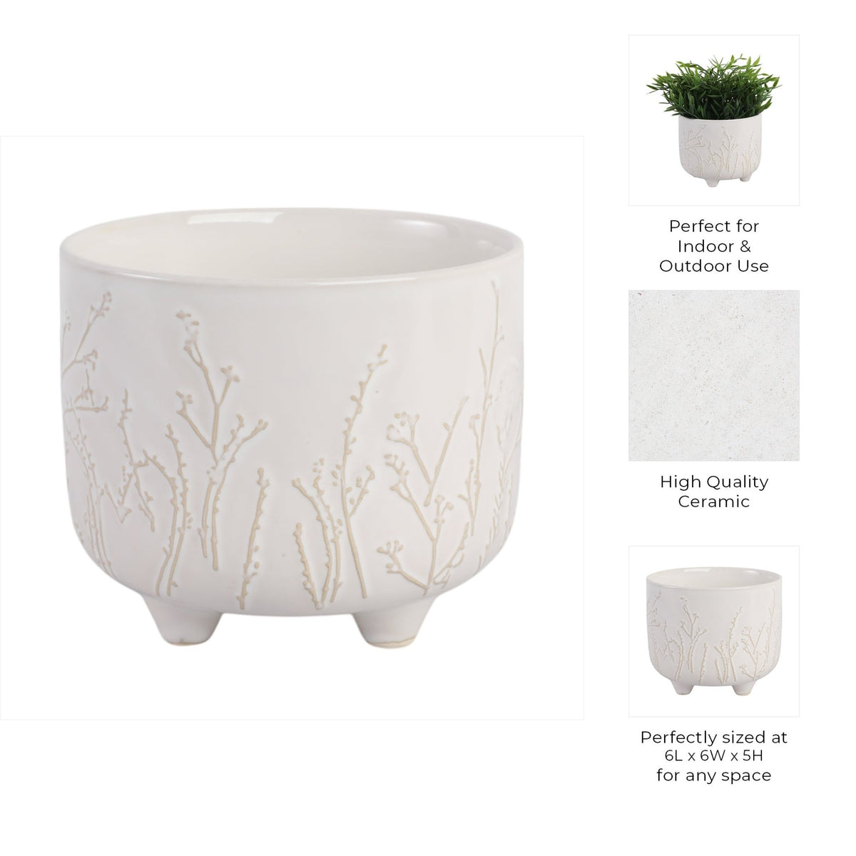 6" BLOOMING BRANCHES PLANTER, IVORY Planter| Sagebrook Home