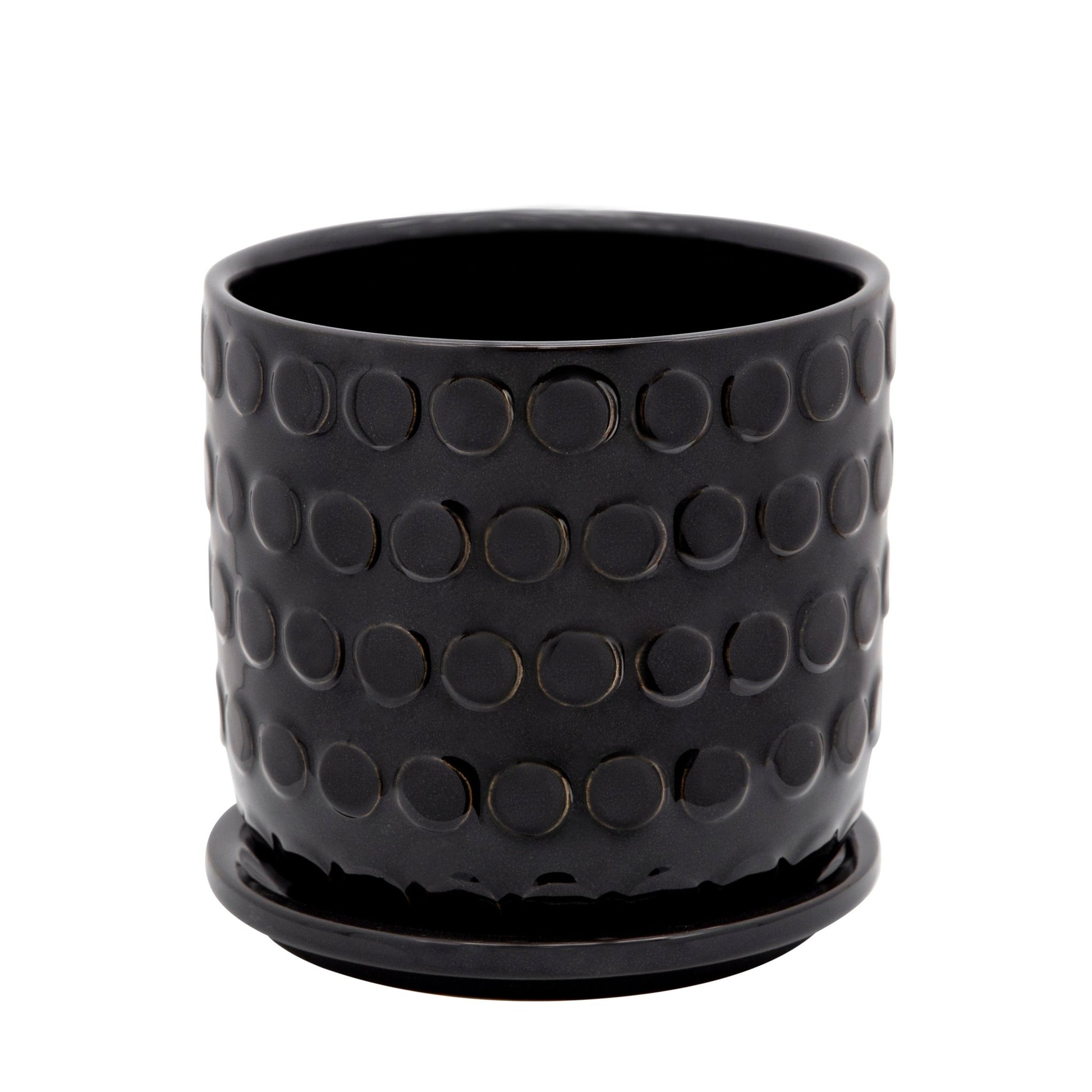 6" BUBBLE PLANTER W/ SAUCER, BLACK Outdoor Planters| Sagebrook Home