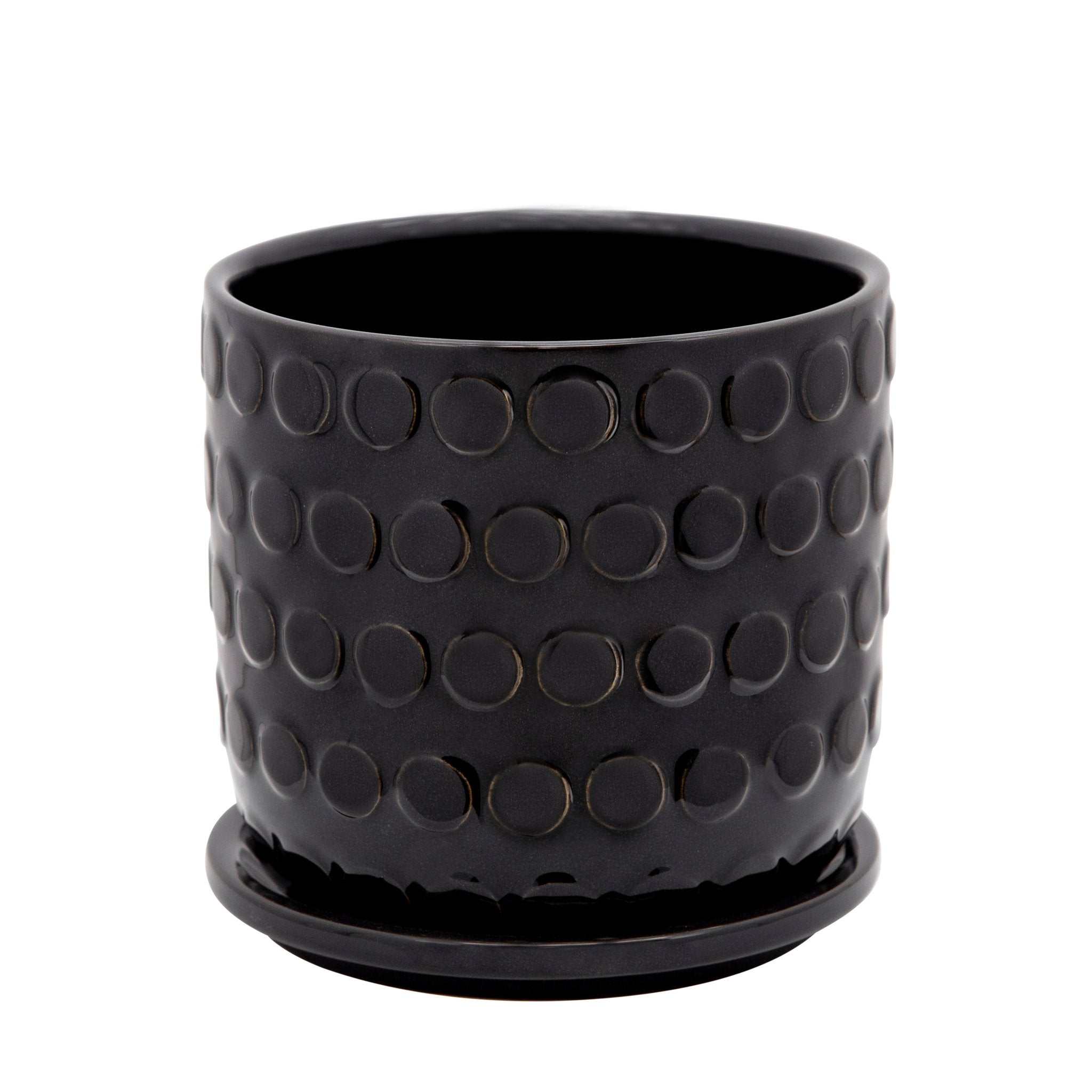 6" BUBBLE PLANTER W/ SAUCER, BLACK Outdoor Planters| Sagebrook Home