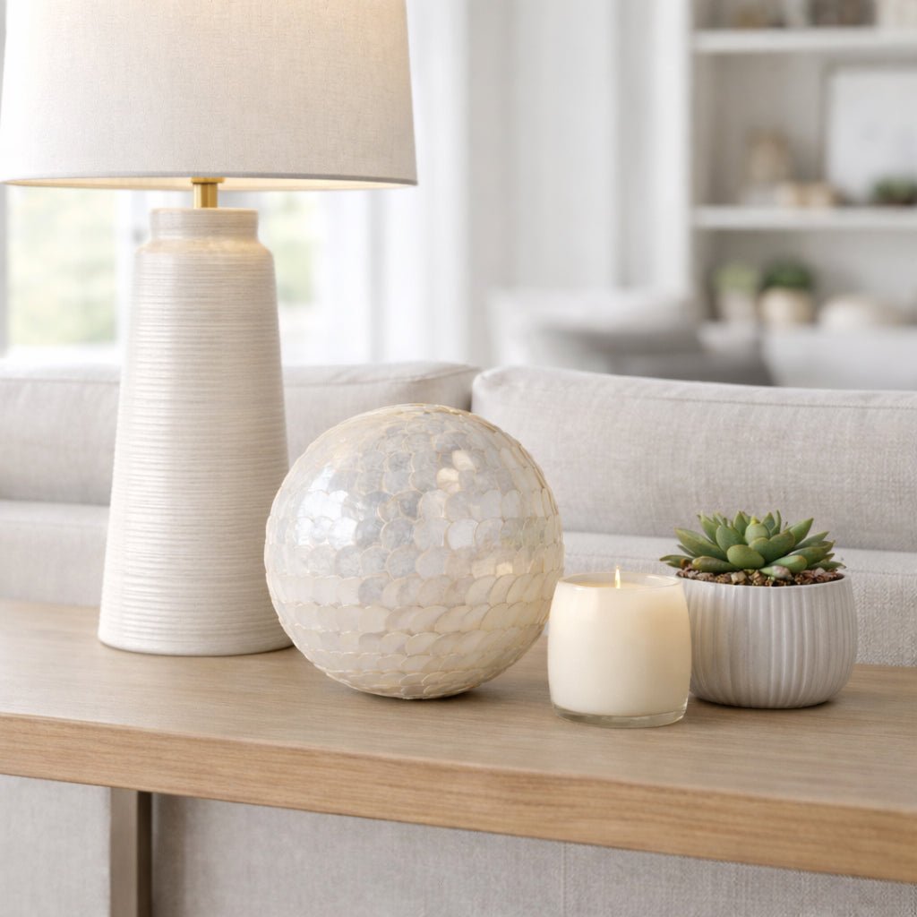 6" Capiz Shell Orb, Ivory Table Decors| Sagebrook Home