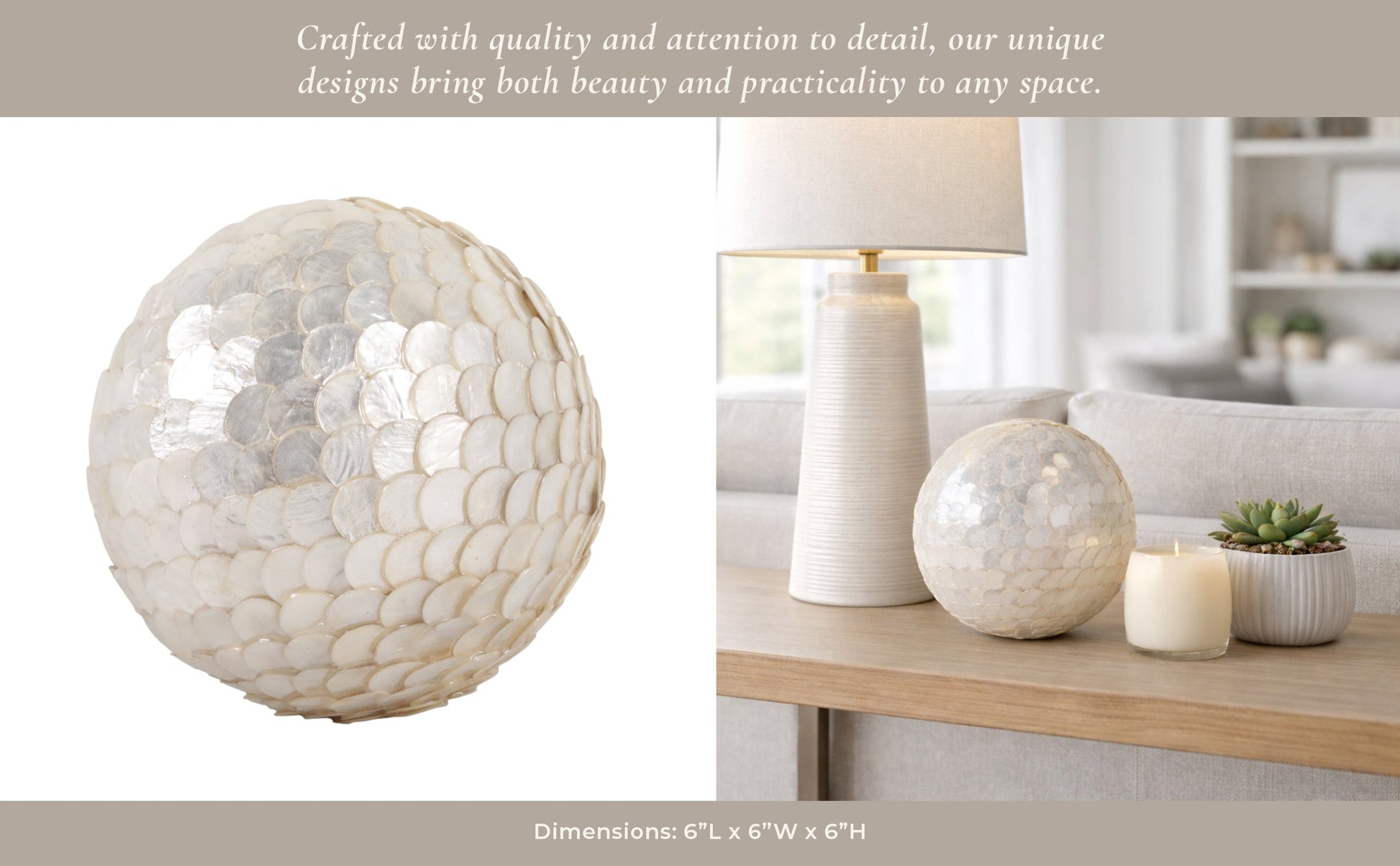 6" Capiz Shell Orb, Ivory Table Decors| Sagebrook Home