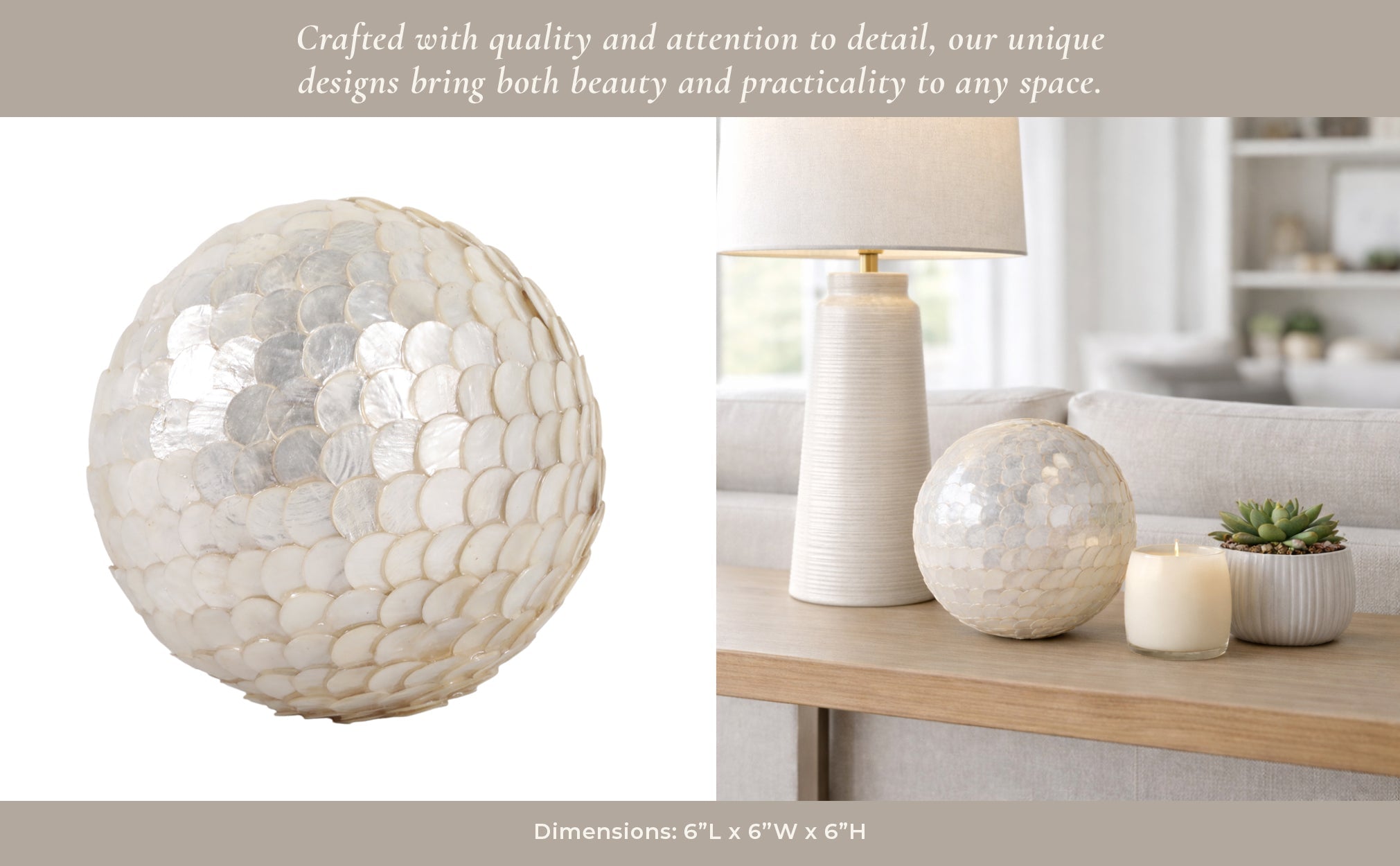 6" Capiz Shell Orb, Ivory Table Decors| Sagebrook Home