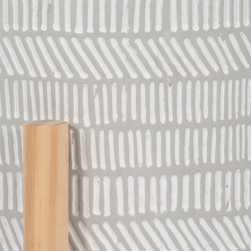 6" CERAMIC TRIBAL PLANTER W/ WOOD STAND, BEIGE - Al Rugaib Furniture