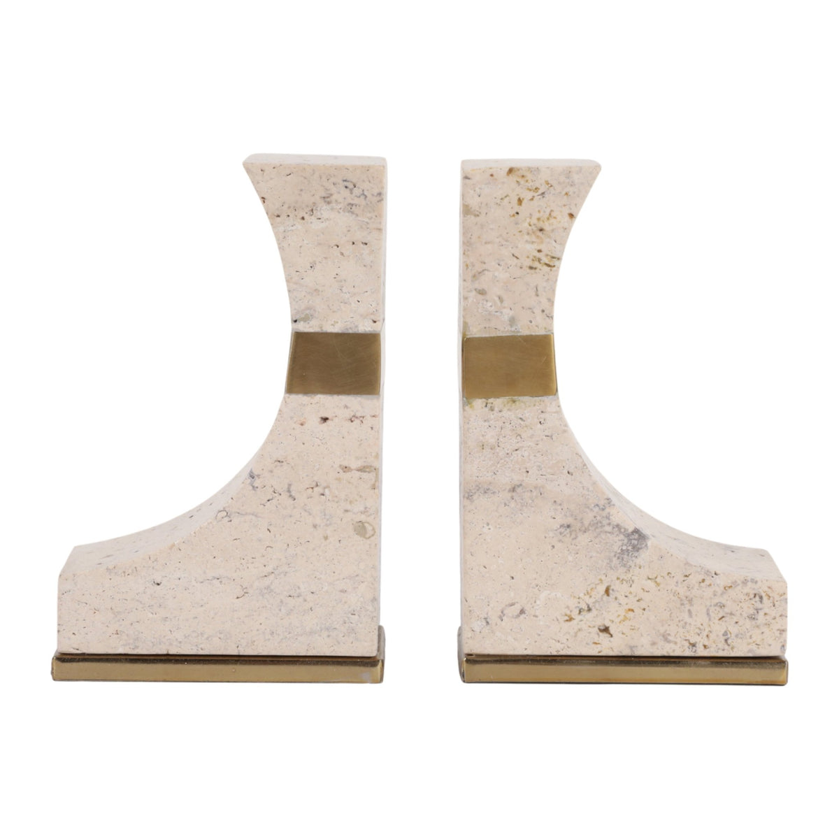 6" COLLASSA TRAVERTINE BOOKENDS3, TAN Table Decors| Sagebrook Home