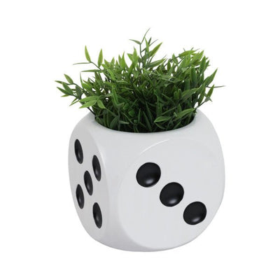 6" Dice Planter, White/black - Al Rugaib Furniture