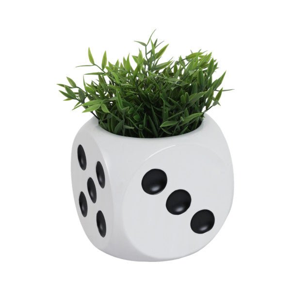 6" Dice Planter, White/black - Al Rugaib Furniture