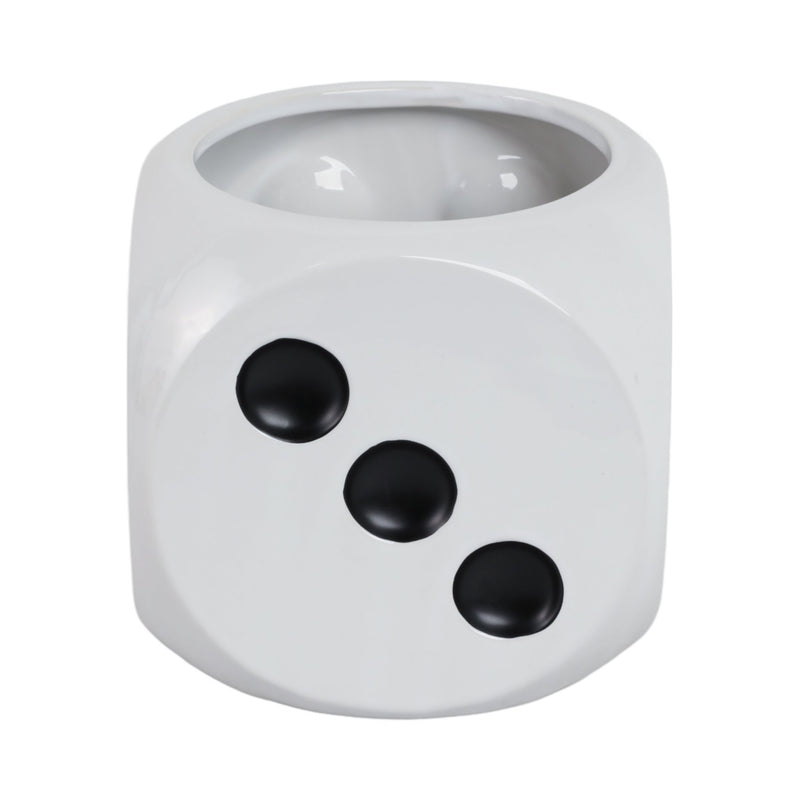 6" Dice Planter, White/black - Al Rugaib Furniture