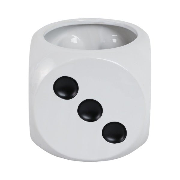 6" Dice Planter, White/black - Al Rugaib Furniture