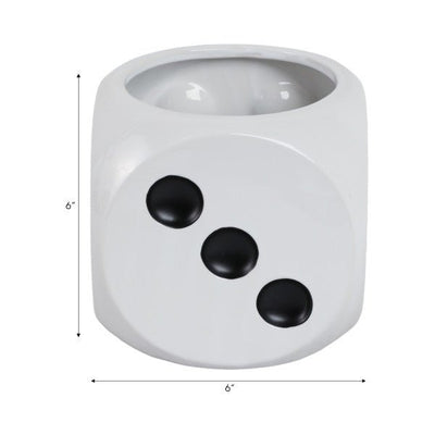 6" Dice Planter, White/black - Al Rugaib Furniture