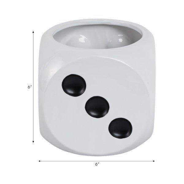 6" Dice Planter, White/black - Al Rugaib Furniture