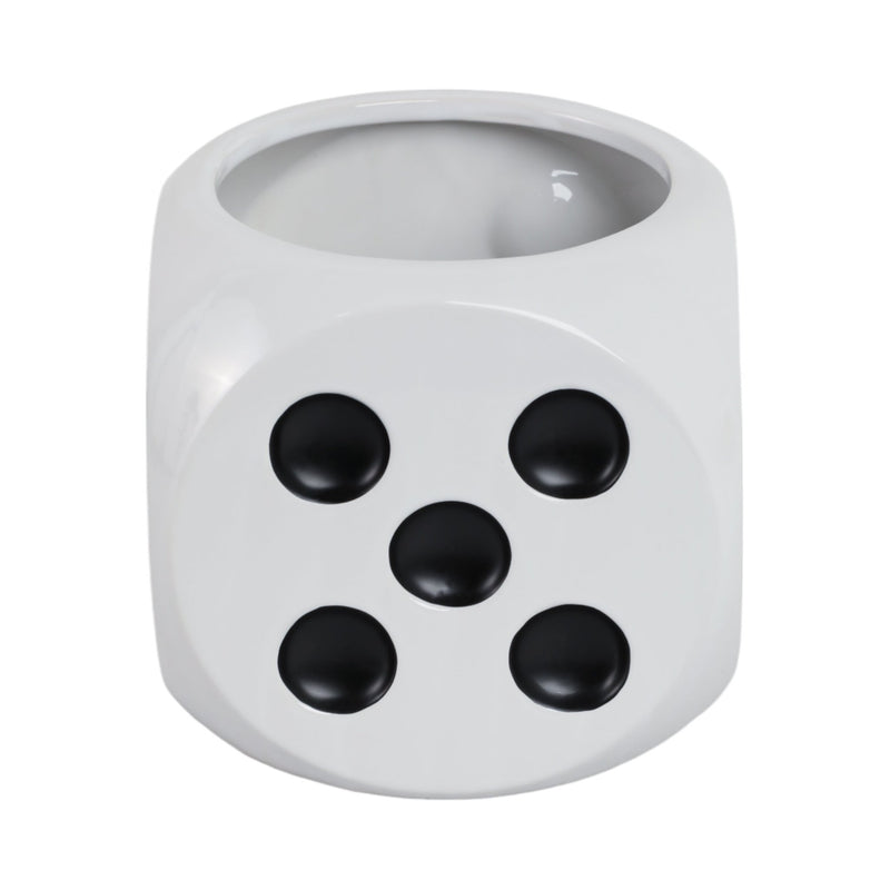 6" Dice Planter, White/black - Al Rugaib Furniture