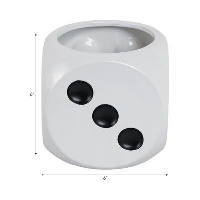 6" Dice Planter, White/black - Al Rugaib Furniture