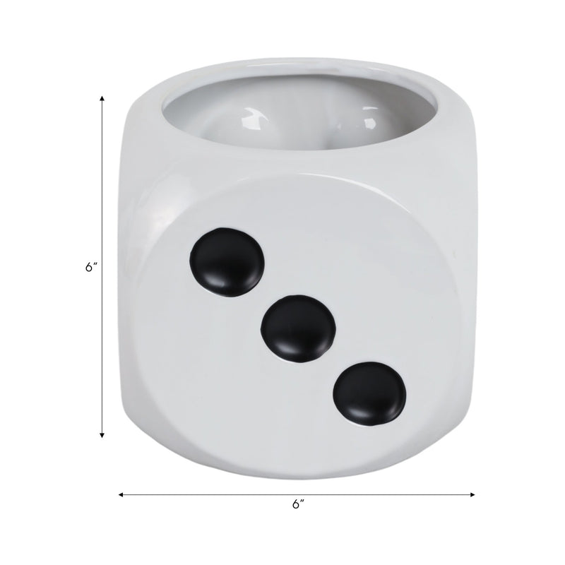 6" Dice Planter, White/black - Al Rugaib Furniture