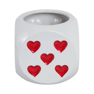 6" Dice Planter, White/red - Al Rugaib Furniture