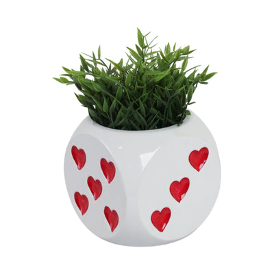 6" Dice Planter, White/red - Al Rugaib Furniture