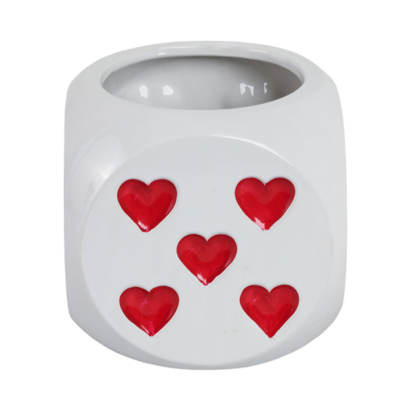 6" Dice Planter, White/red - Al Rugaib Furniture