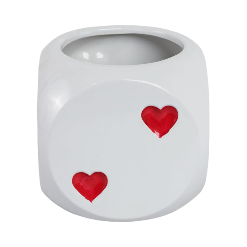 6" Dice Planter, White/red - Al Rugaib Furniture