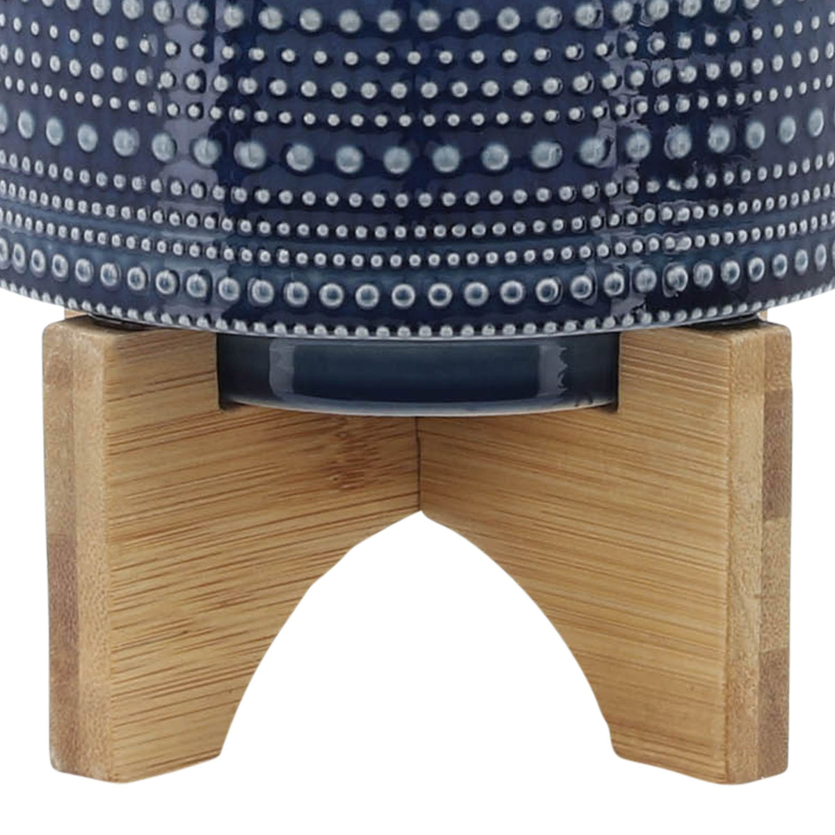 6" DOTTED PLANTER W/ WOOD STAND, BLUE Outdoor Planters| Sagebrook Home