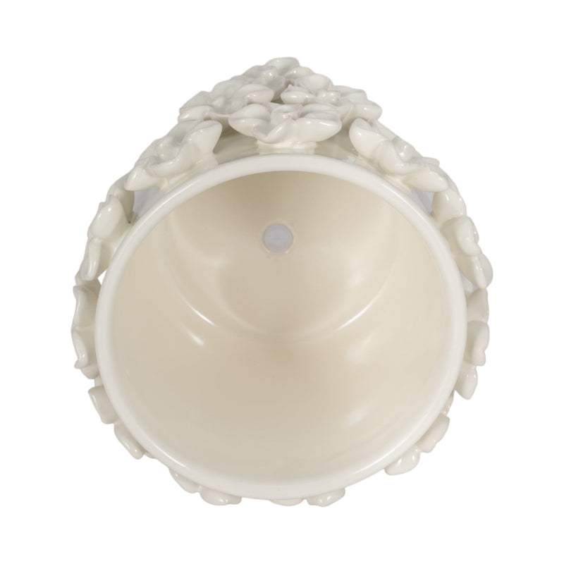 6" Floral Applique Planter, Ivory - Al Rugaib Furniture