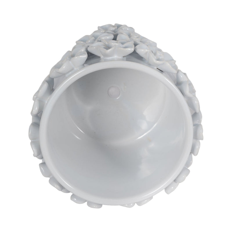 6" Floral Applique Planter, White - Al Rugaib Furniture