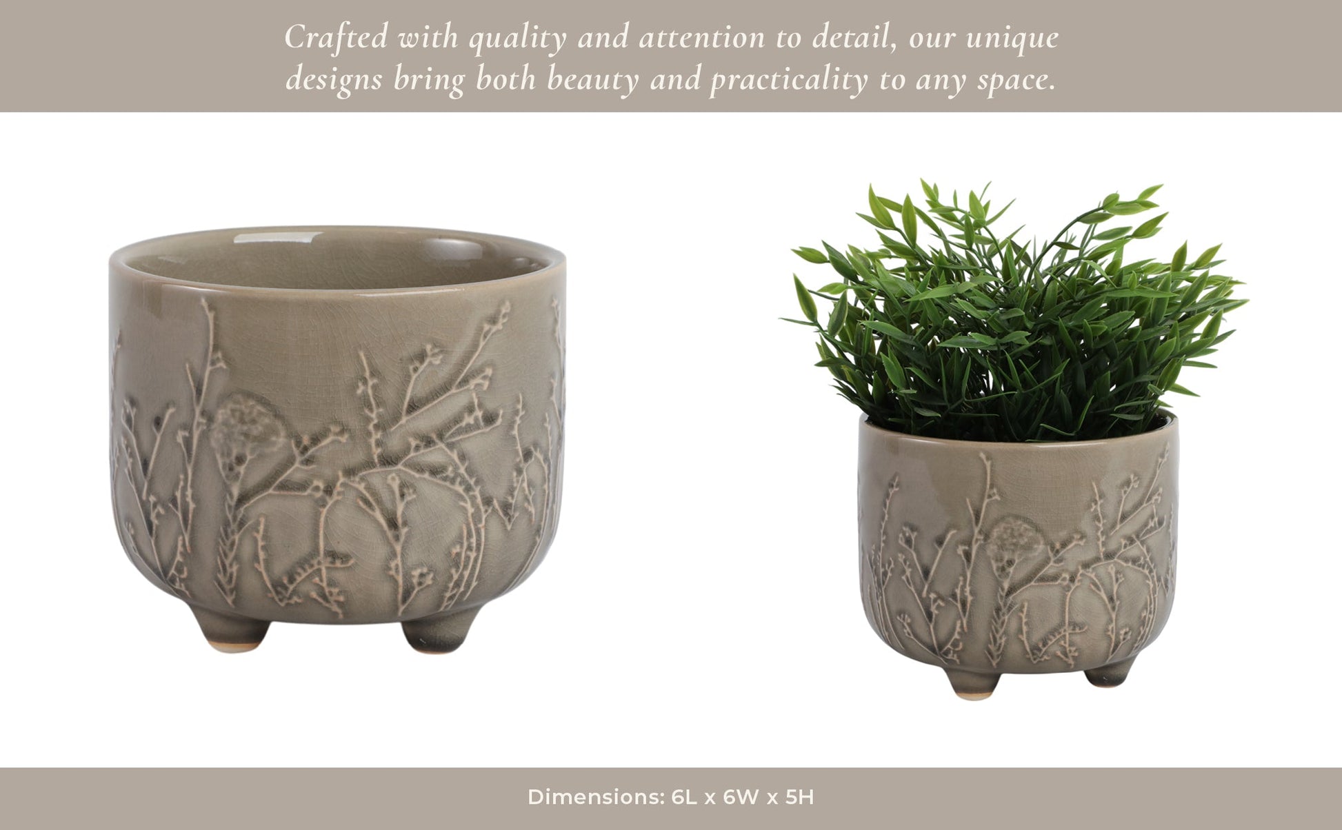 6" FLOWER BRANCHES PLANTER, CREAM Planter| Sagebrook Home
