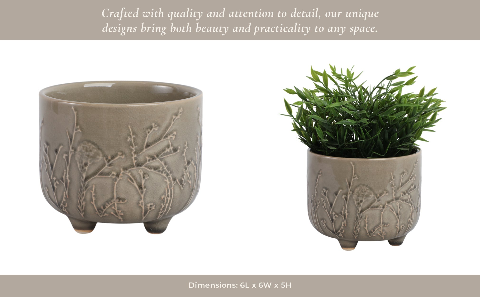 6" FLOWER BRANCHES PLANTER, CREAM Planter| Sagebrook Home