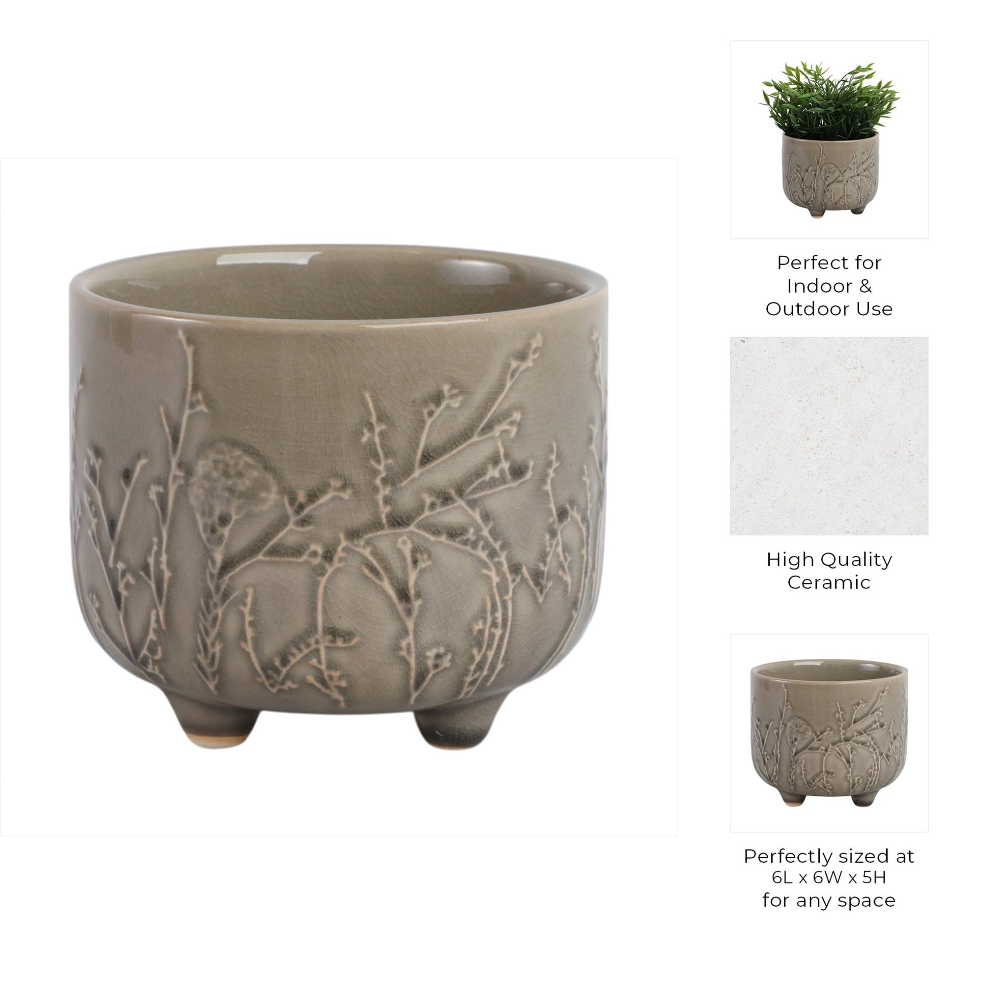 6" FLOWER BRANCHES PLANTER, CREAM Planter| Sagebrook Home