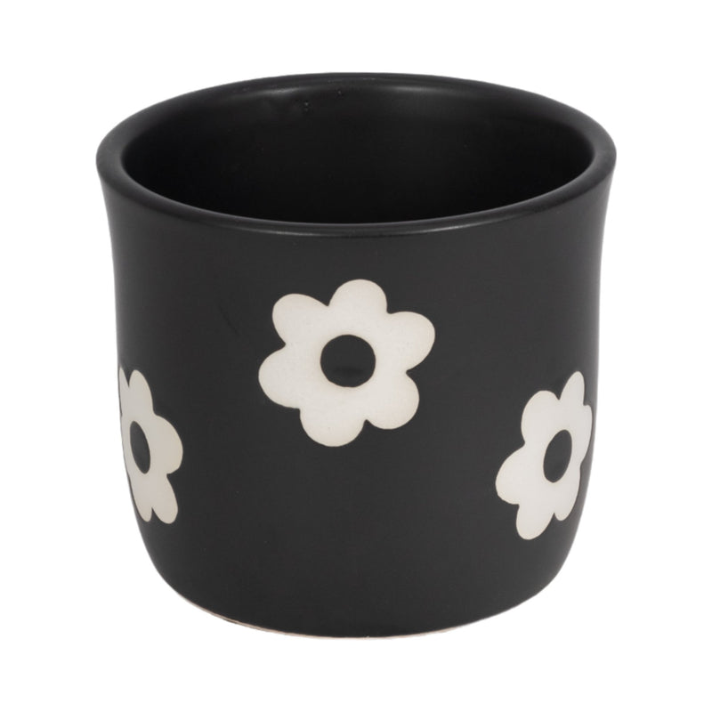 6" Flower Power Planter, Black/white - Al Rugaib Furniture