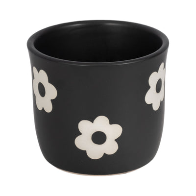 6" Flower Power Planter, Black/white - Al Rugaib Furniture