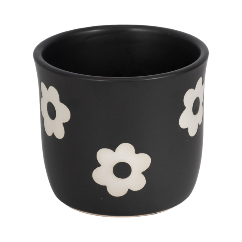 6" Flower Power Planter, Black/white - Al Rugaib Furniture