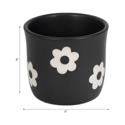 6" Flower Power Planter, Black/white - Al Rugaib Furniture