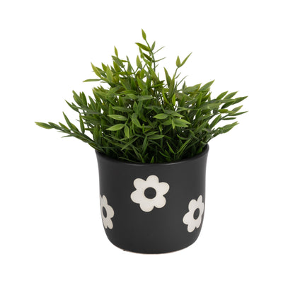 6" Flower Power Planter, Black/white - Al Rugaib Furniture