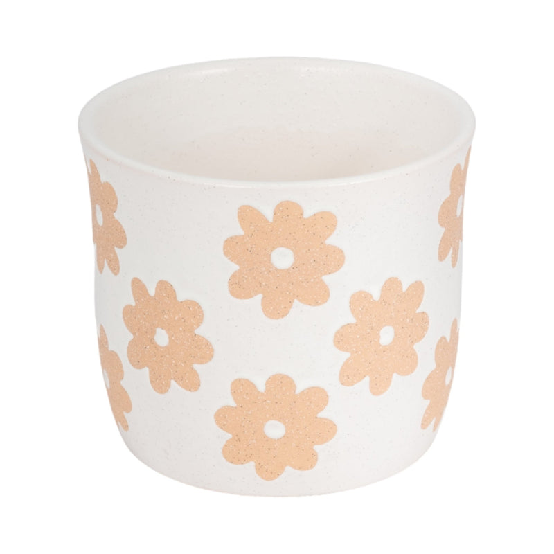 6" Flower Power Planter, White/tan - Al Rugaib Furniture