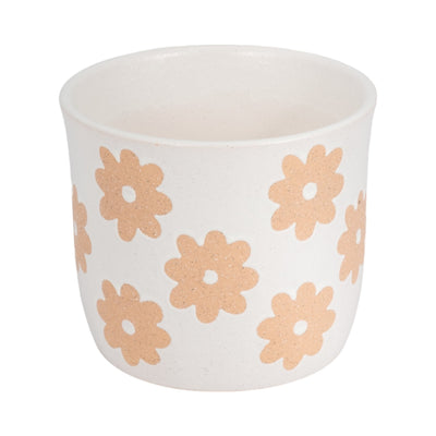 6" Flower Power Planter, White/tan - Al Rugaib Furniture