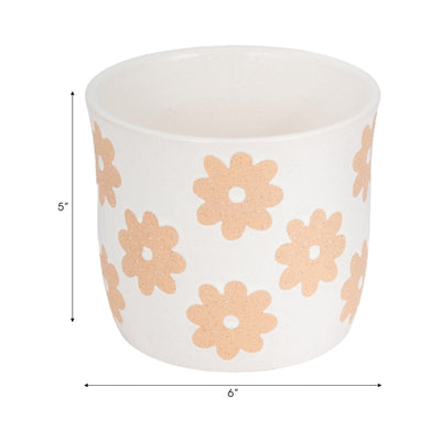 6" Flower Power Planter, White/tan - Al Rugaib Furniture