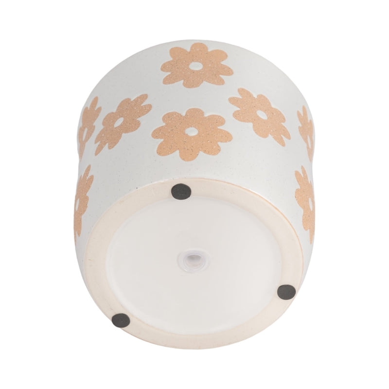 6" Flower Power Planter, White/tan - Al Rugaib Furniture