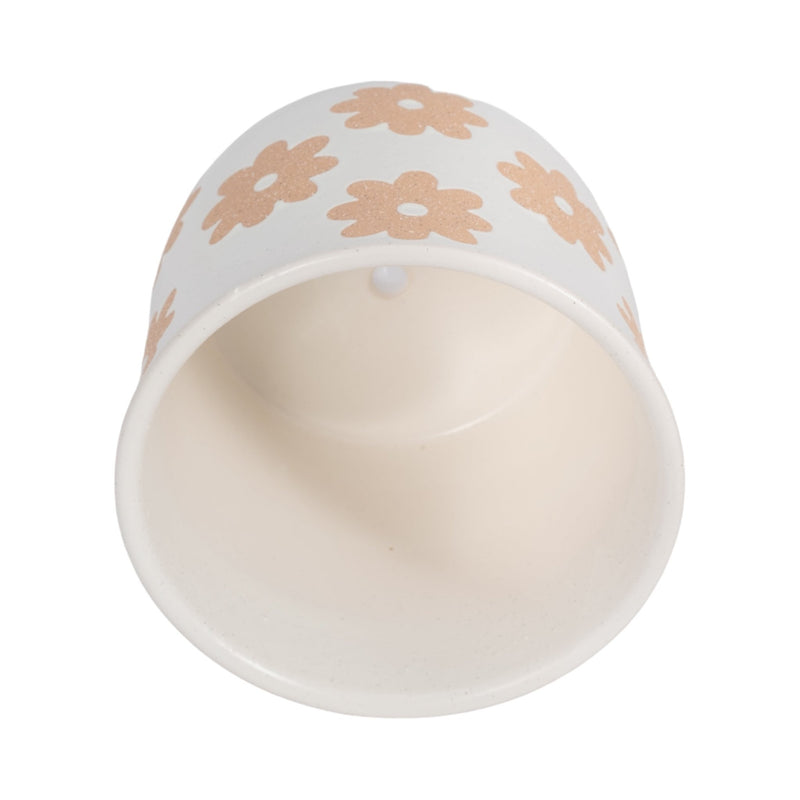 6" Flower Power Planter, White/tan - Al Rugaib Furniture