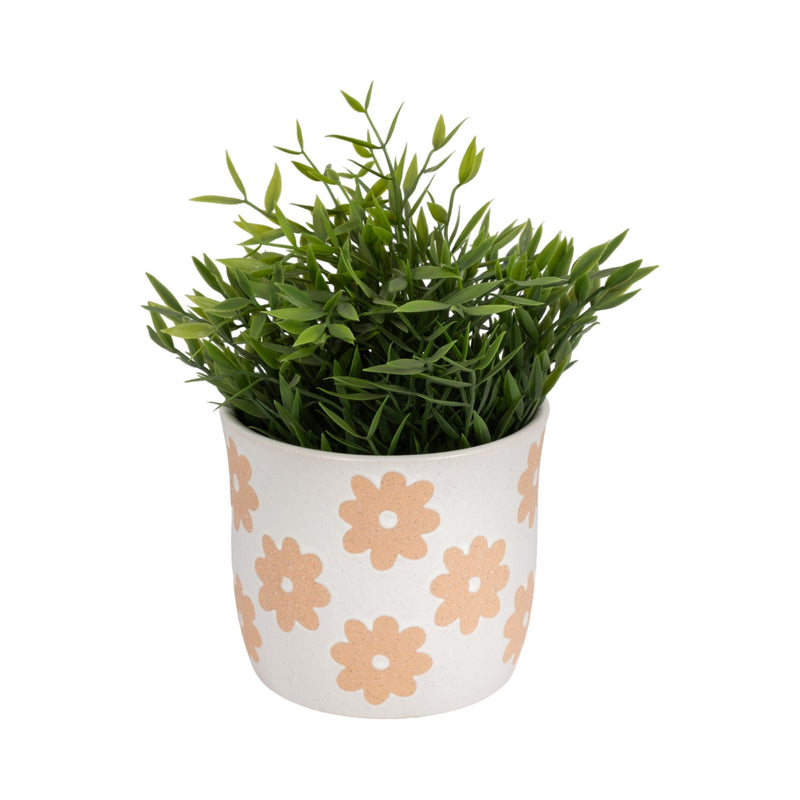 6" Flower Power Planter, White/tan - Al Rugaib Furniture
