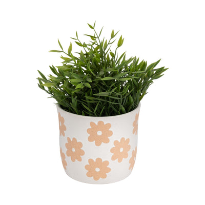 6" Flower Power Planter, White/tan - Al Rugaib Furniture